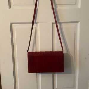 Vintage Genuine Eel Skin Clutch Purse with Detachable Strap Snap